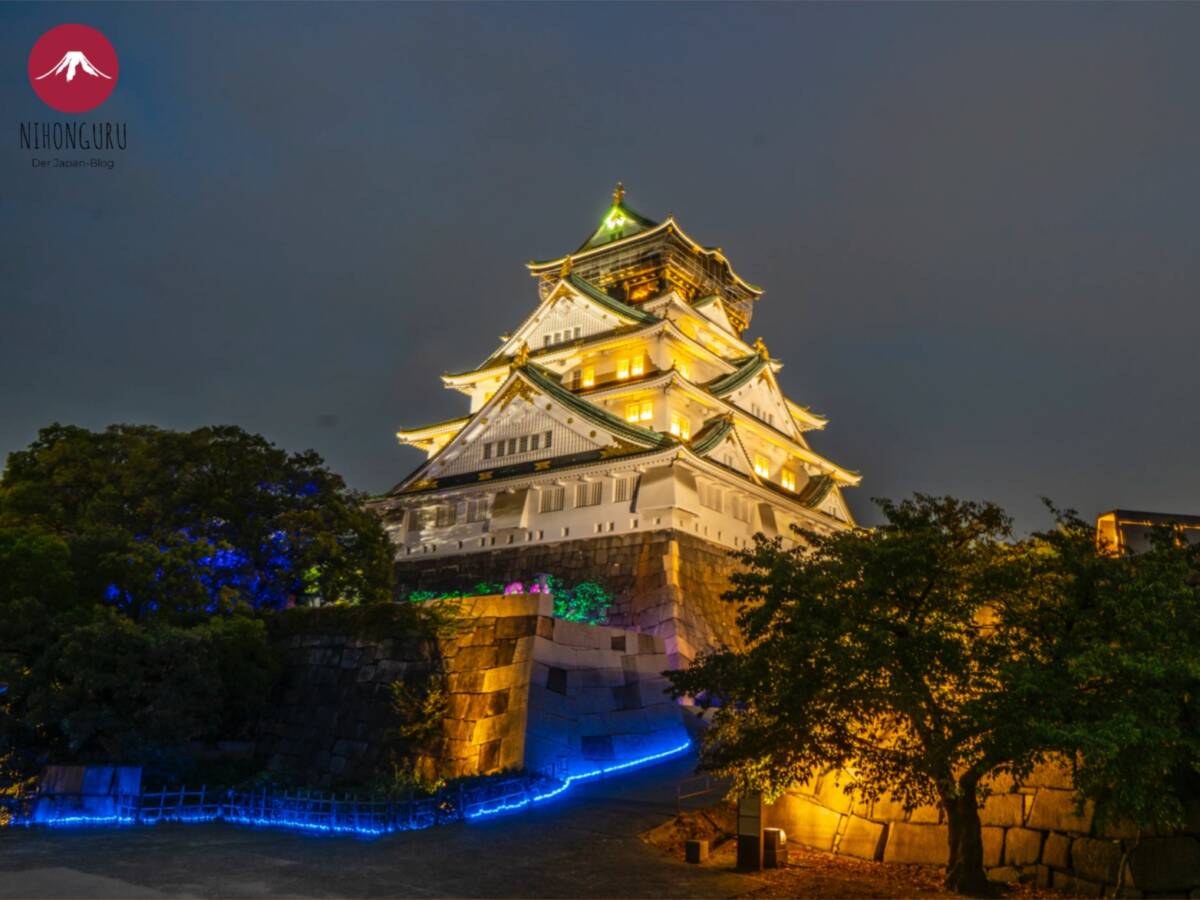 Osaka Castle Burg Bekeuchtung Illumination